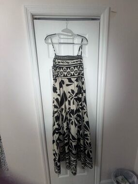 Fashion Nova Black and Cream Floral Maxi Dress - Bold Print